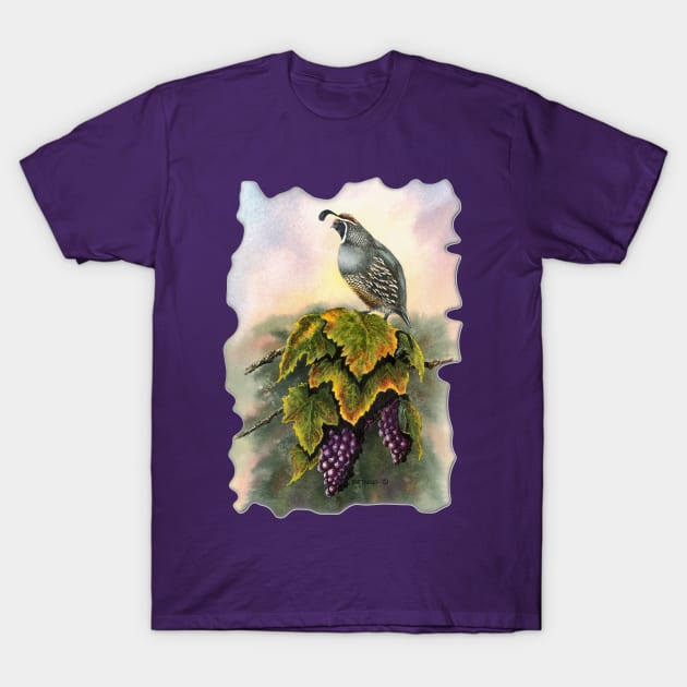 Vineyard Quail T-Shirt by Dave Bartholet Wildlife Art